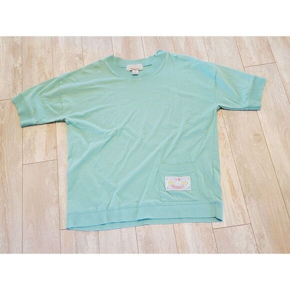 HM Abernathy L Vintage Shirt Unisex Mint‎ Green 1990's Round Neck Pocket - Picture 4 of 5